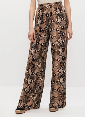 Snakeskin Print Pull-On Pants