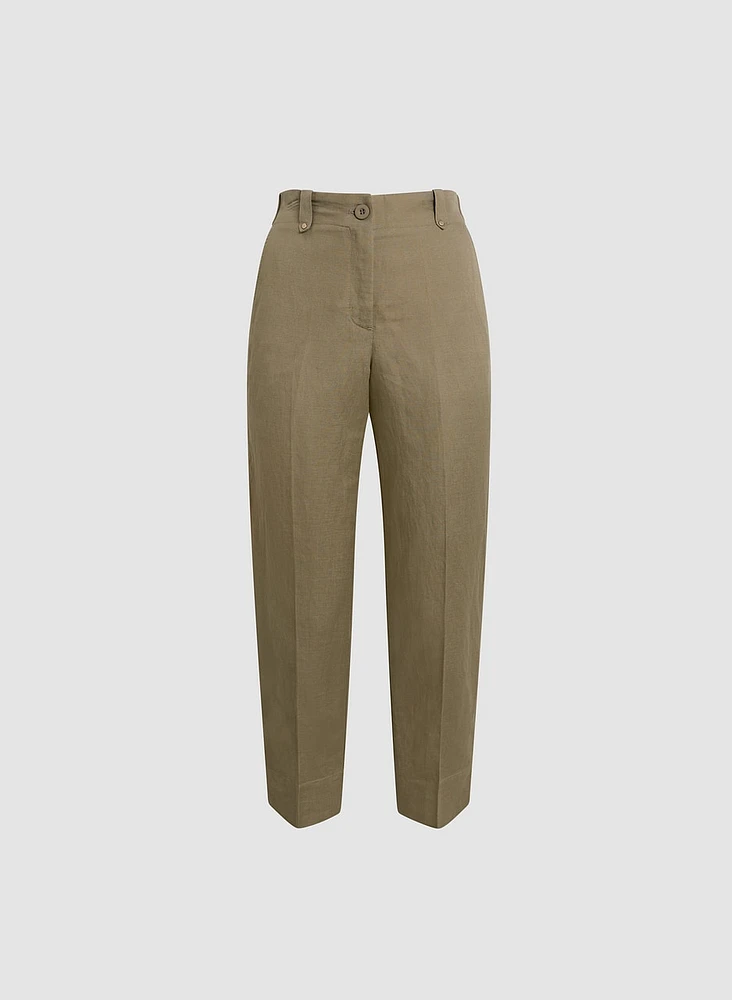 Linen-Blend Capri Pants