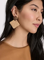 Boucles d'oreilles carrées en raphia