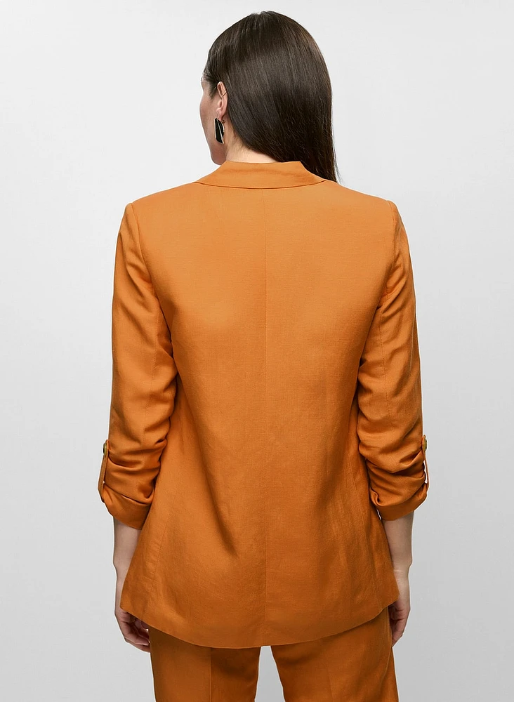 Blazer en lin à manches roulées