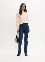 Tonal Embellished Straight-Leg Jeans