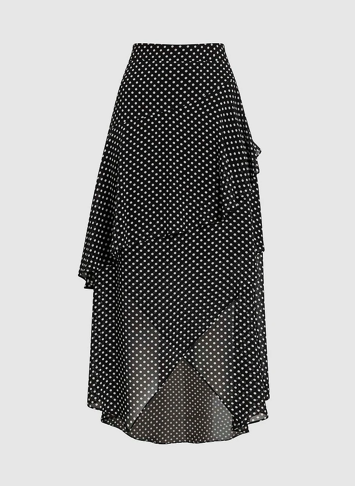 Jupe maxi asymétrique à pois