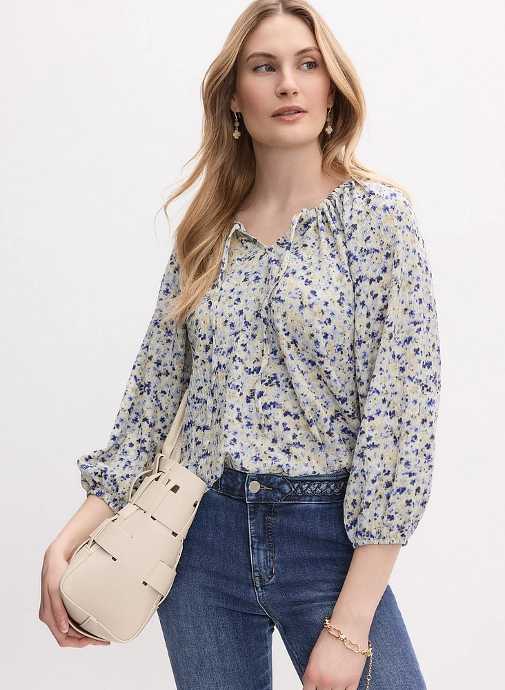 Abstract Floral Print Top