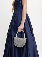 Crystal Embellished Half Moon Clutch