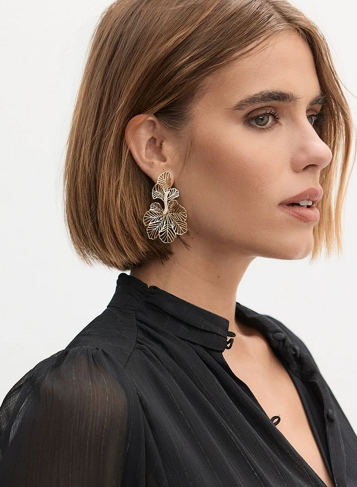 Metallic Flower Drop Earrings