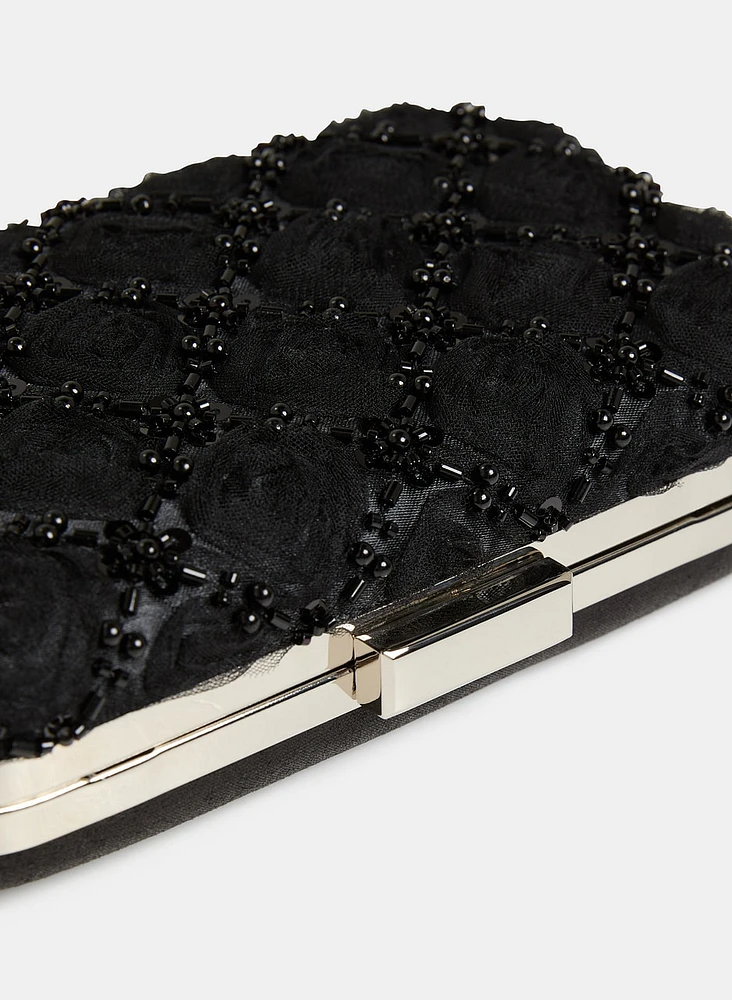 Mesh Rosette Clutch