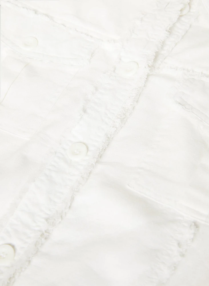 Frayed Linen-Blend Jacket