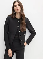 Cropped Collarless Jacket