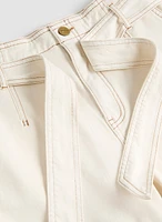 Pantalon en denim à taille nouée
