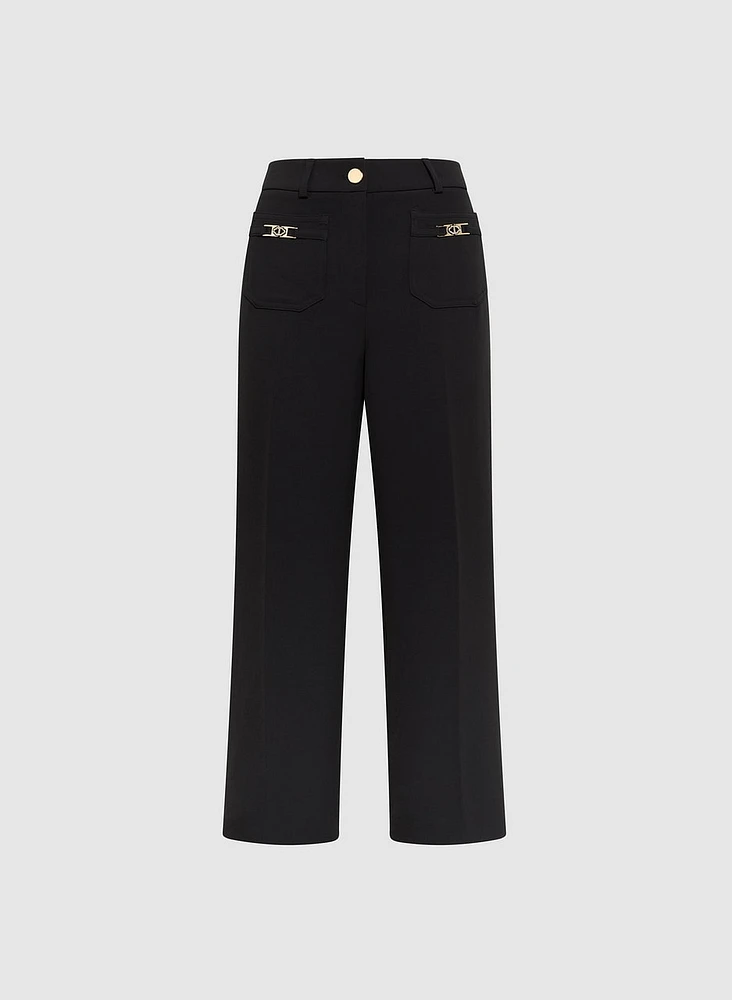 Pantalon gaucho à poches appliquées