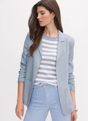 Open Linen-Blend Blazer