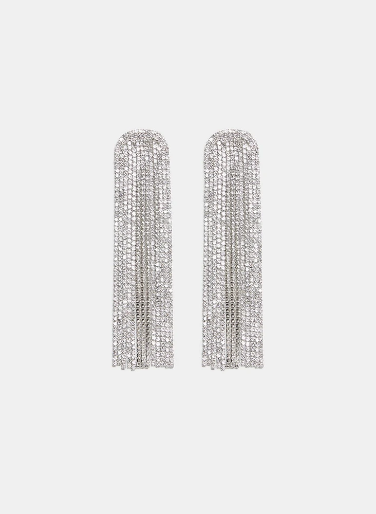 Cubic Zirconia Half Moon Cascade Earrings