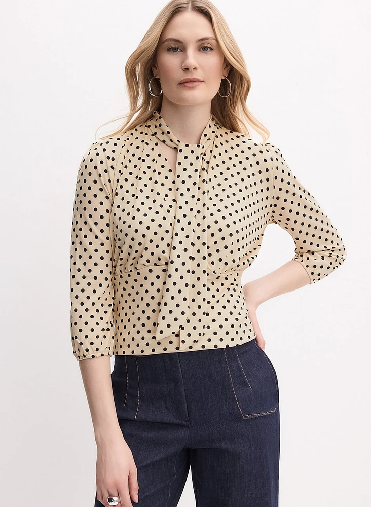 Polka Dot Tie-Neck Top