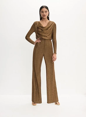 Glitter Knit Cowl Neck Jumpsuit