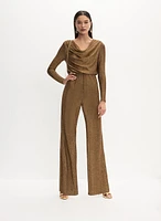 Glitter Knit Cowl Neck Jumpsuit