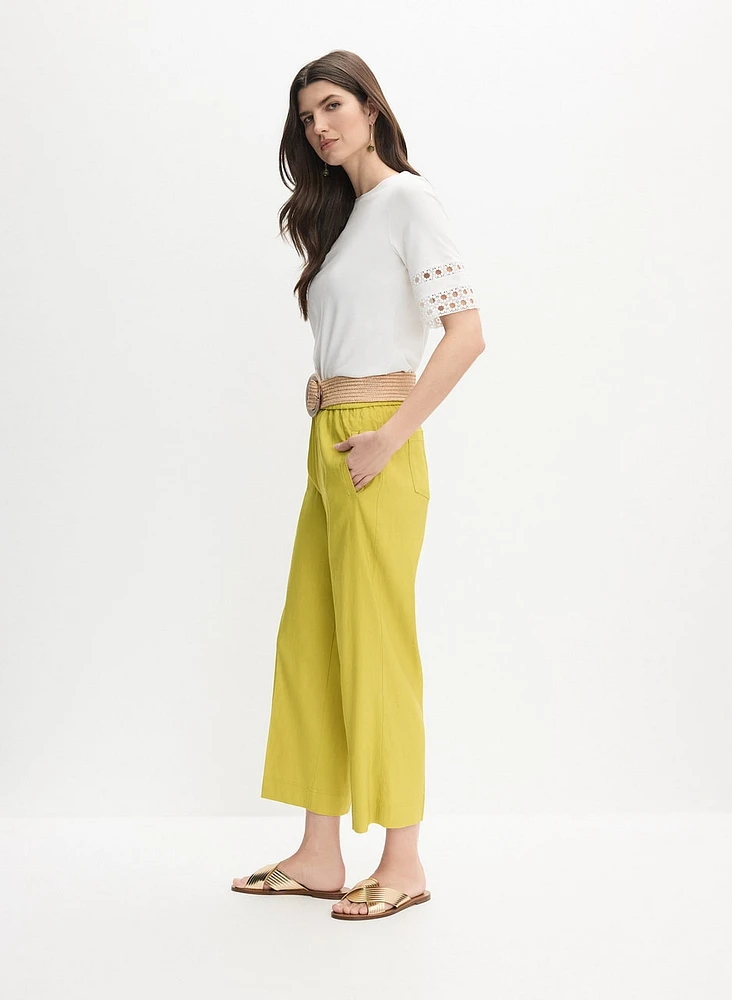 Linen-Blend Culotte Pants