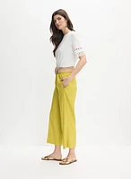 Pantalon gaucho large à taille élastique