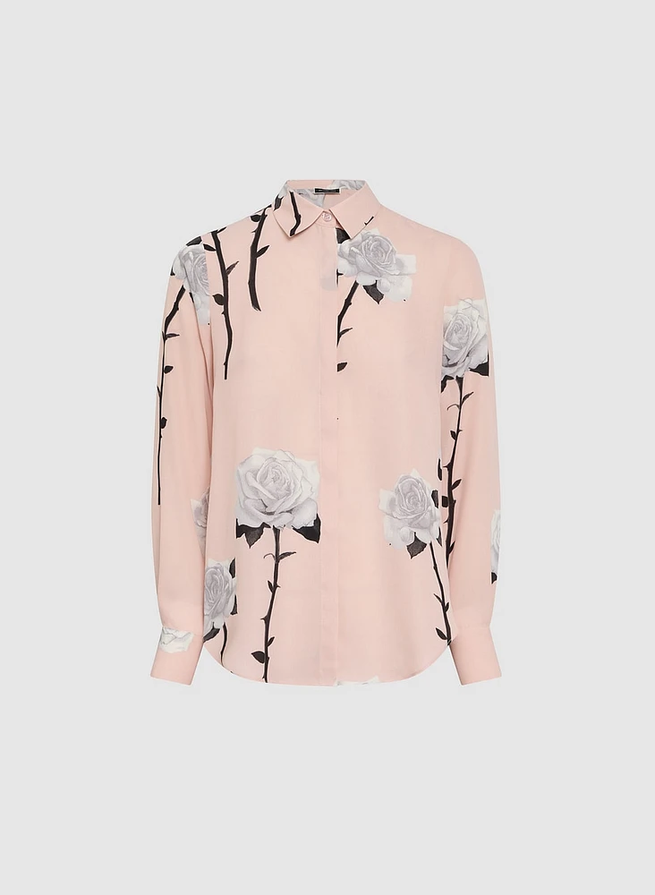 Blouse boutonnée à motif floral