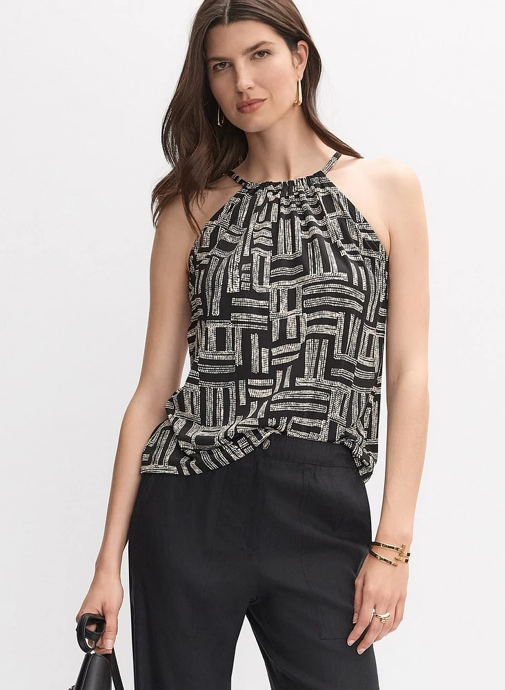 Sleeveless Geometric Print Top