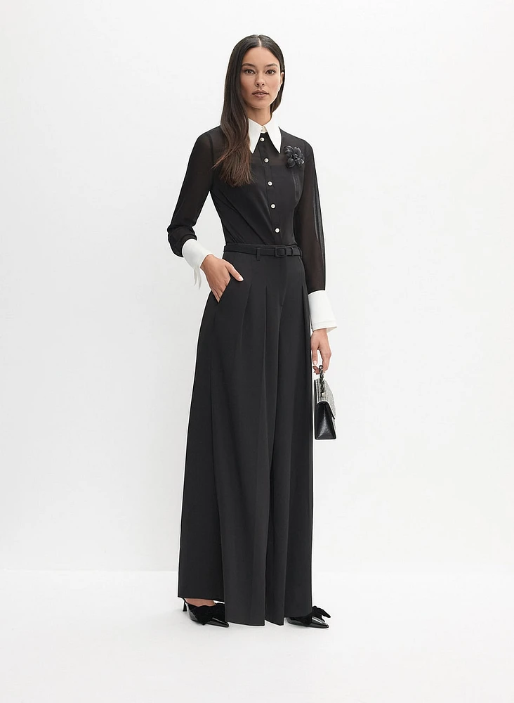 Pleated Wide-Leg Pants