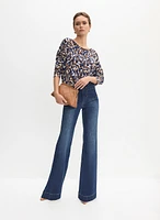 Patch Pocket Flare Leg Jeans