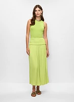 Jupe maxi en satin à taille froncée