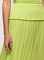 Shirred Waist Satin Maxi Skirt