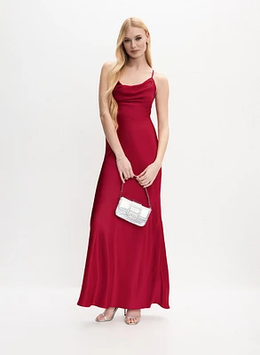 Cowl Neck Satin Slip Dress