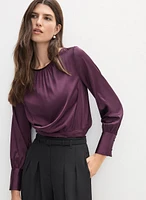 Satin Smocked Waist Blouse