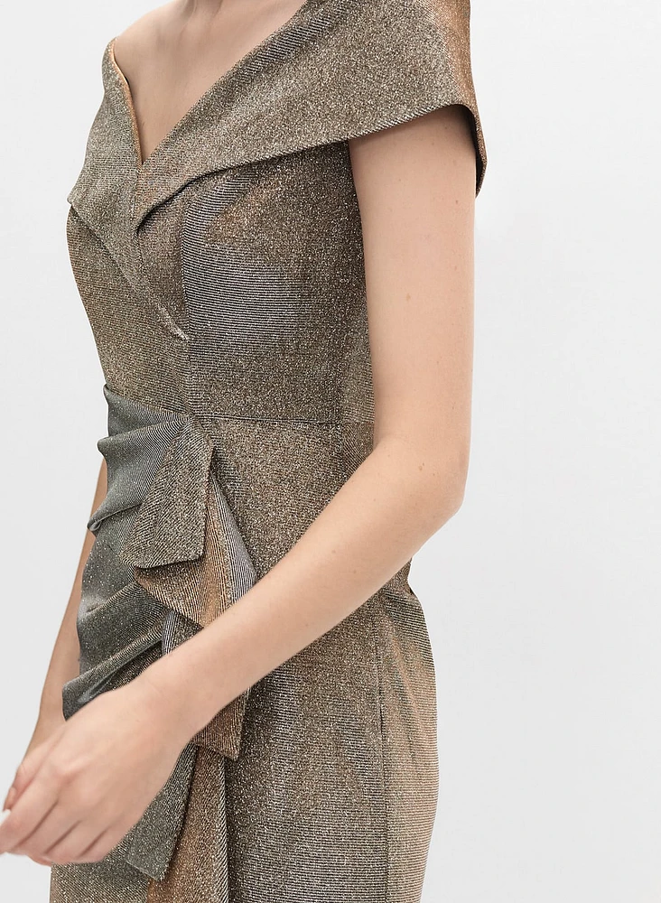 Foil Off-The-Shoulder Dress