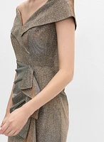 Foil Off-The-Shoulder Dress