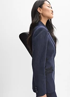 Lace Detail Denim Blazer