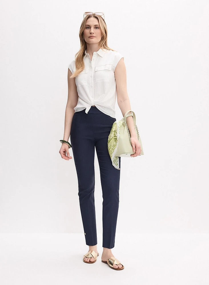 Sleeveless Button-Down Blouse