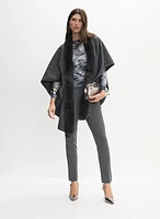 Faux Fur Collar Poncho