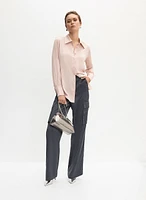 Satin Wide-Leg Cargo Pants