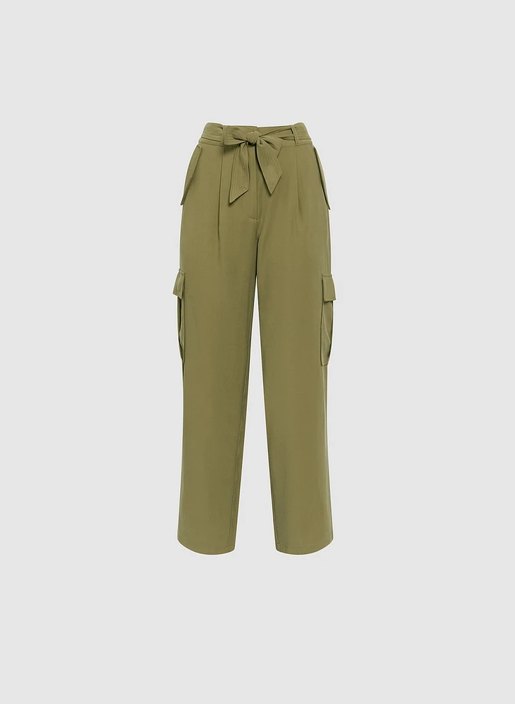 Tie Waist Cargo Pants