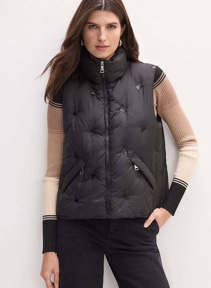 Sequin Detail Puffer Vest