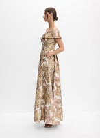 Robe florale en jacquard métallique