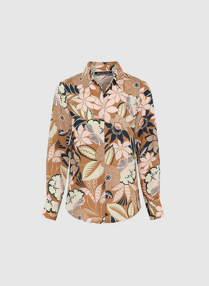 Blouse en crêpe à motif floral