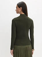 Essential Mock Neck Ribbed Knit Sweater