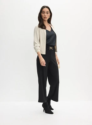 Veste aviateur contrastante et pantalon gaucho