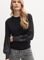 Studded Puff Sleeve Sweater