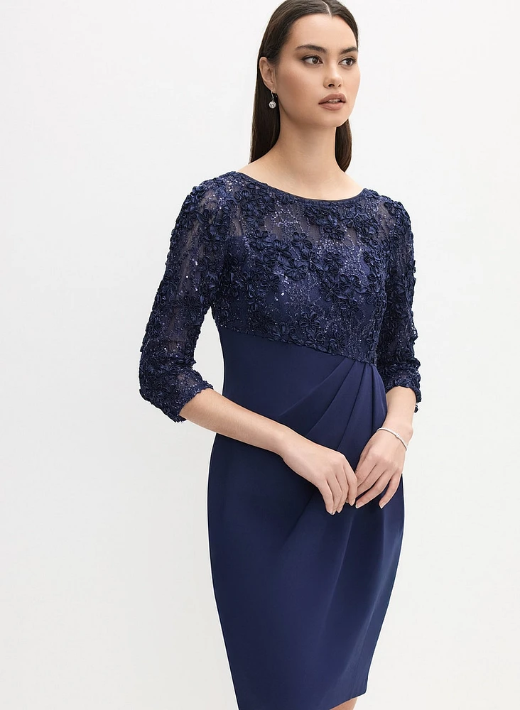 Tie-Waist Lace Bodice Dress