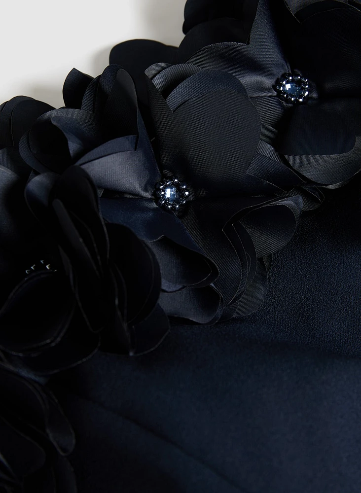 Rosette Off-The-Shoulder Dress