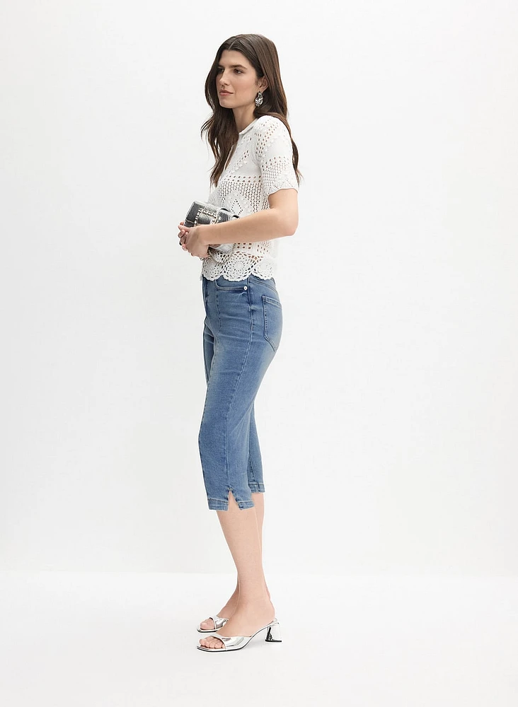 Denim Slim-Leg Capris