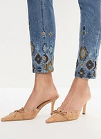 Pearl Detail Straight Leg Jeans
