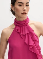 Ruffle Detail High Neck Dress