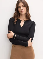 Collar Pin Embellished Sweater