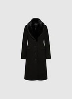 Wool-Blend Faux Fur Collar Coat