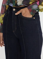 Pintuck Detail Wide Leg Jeans